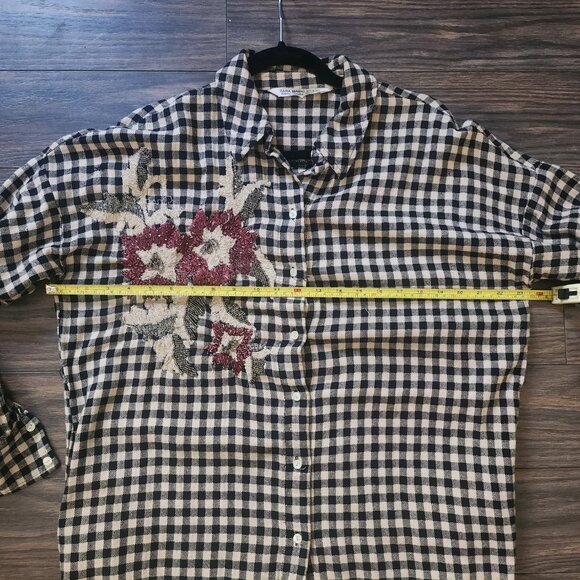 Zara Basic Tunic Dress Long Sleeve Button Down Pockets - Size L - Picture 4 of 6